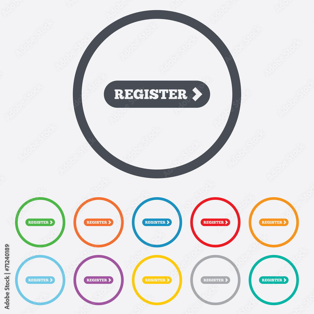 Register with arrow sign icon. Membership symbol Register with arrow sign icon. Membership symbol