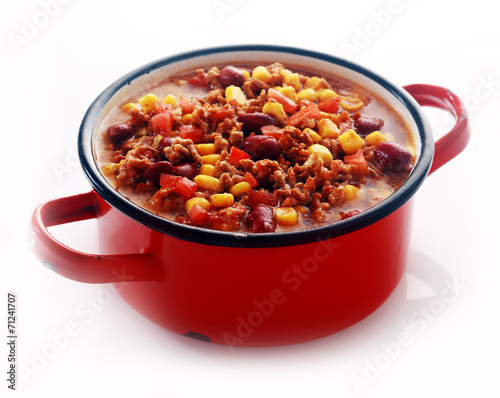 One Full Red Pot of Appetizing Main Dish