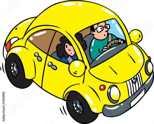 Yellow retro car
