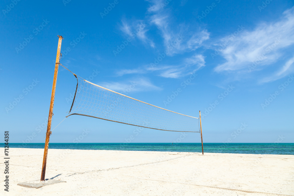 Net for beach volleyball on empty sea coast Net for beach volleyball on empty sea coast