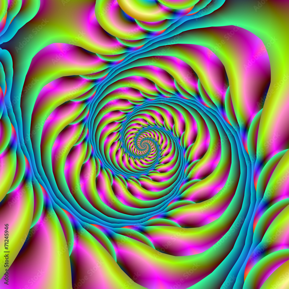 Spiral in Turquoise Pink and Yellow Spiral in Turquoise Pink and Yellow