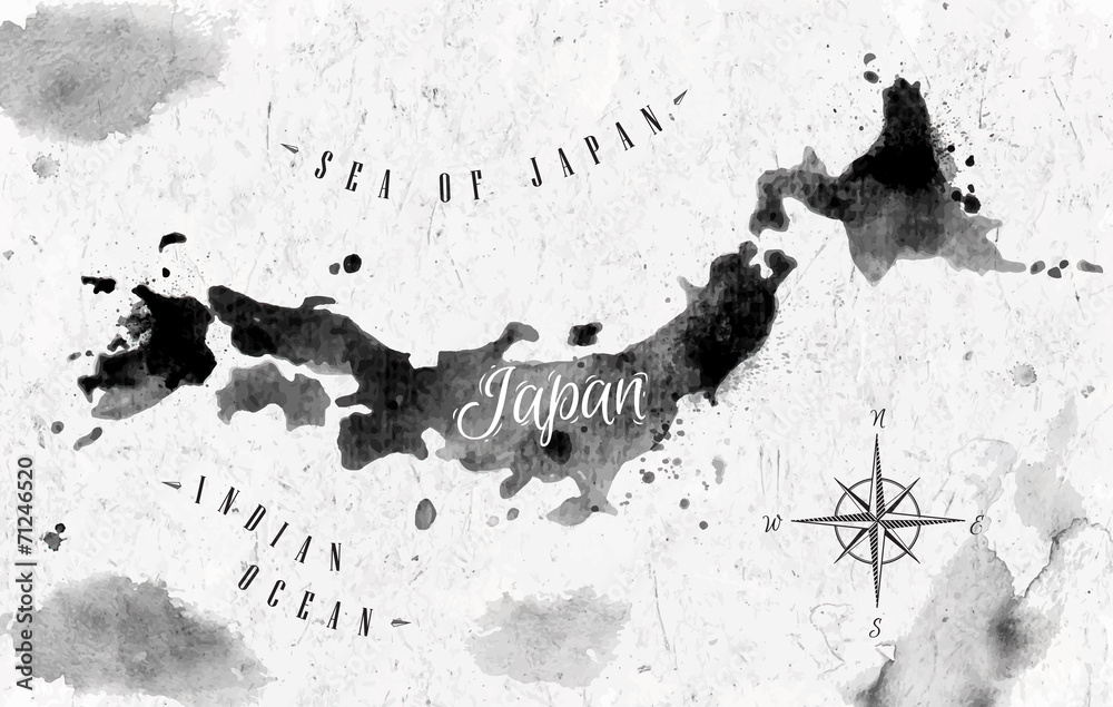Obraz Mapa Ink Japan