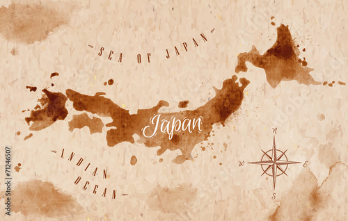 Obraz na płótnie Mapa Japonia retro