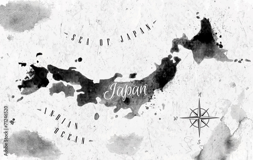 Obraz na płótnie Mapa Ink Japan