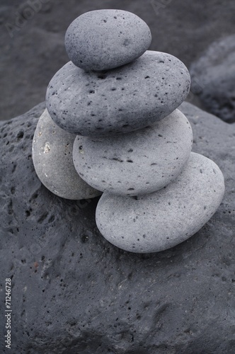 Few naturally rounded stones gathered into pile