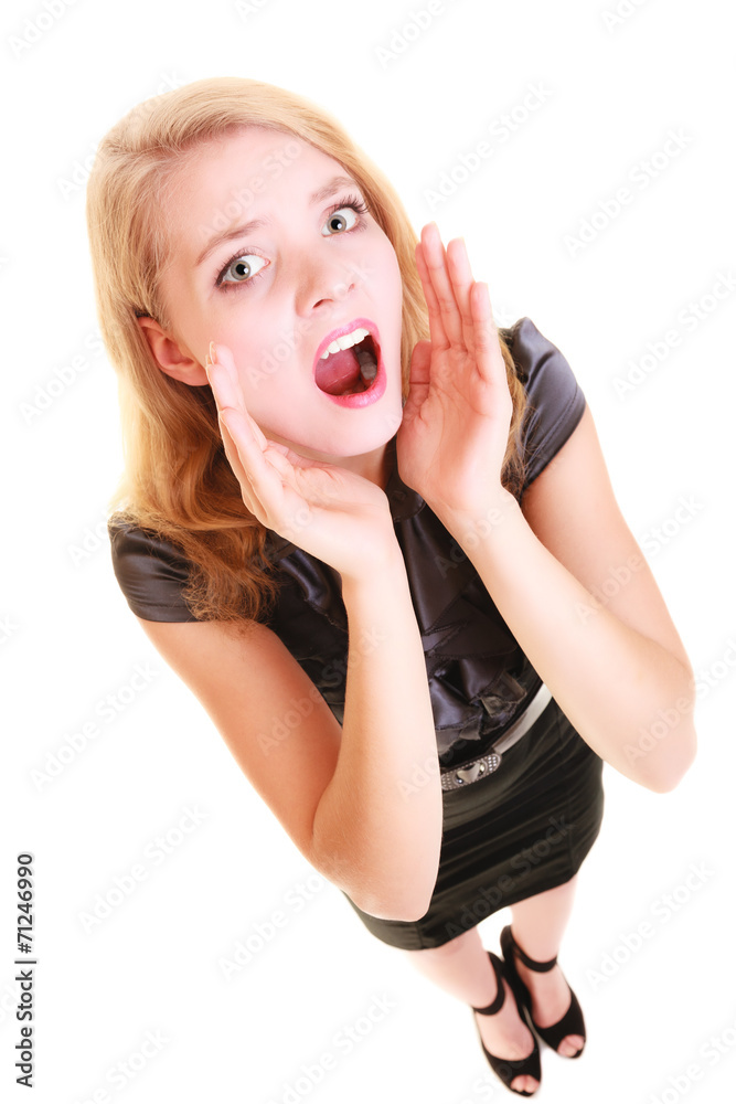 woman blonde buisnesswoman shouting isolated woman blonde buisnesswoman shouting isolated