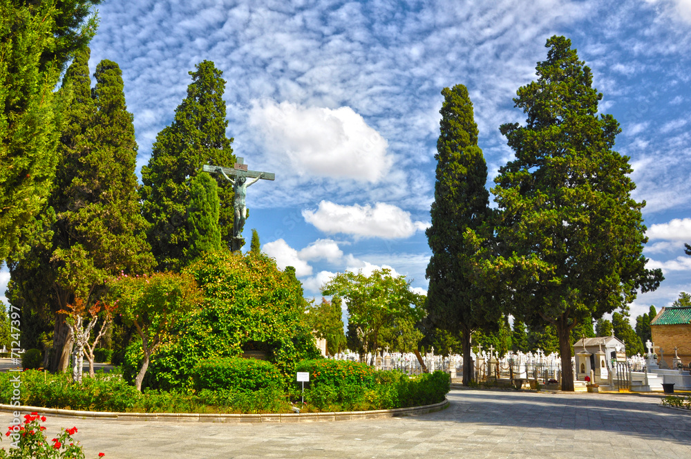 Cementerio de Sevilla, Cristo de las Mieles, cipreses
