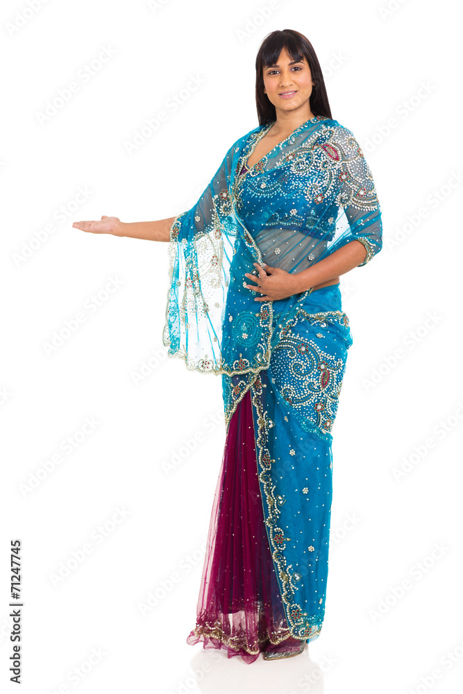 indian woman welcome gesture