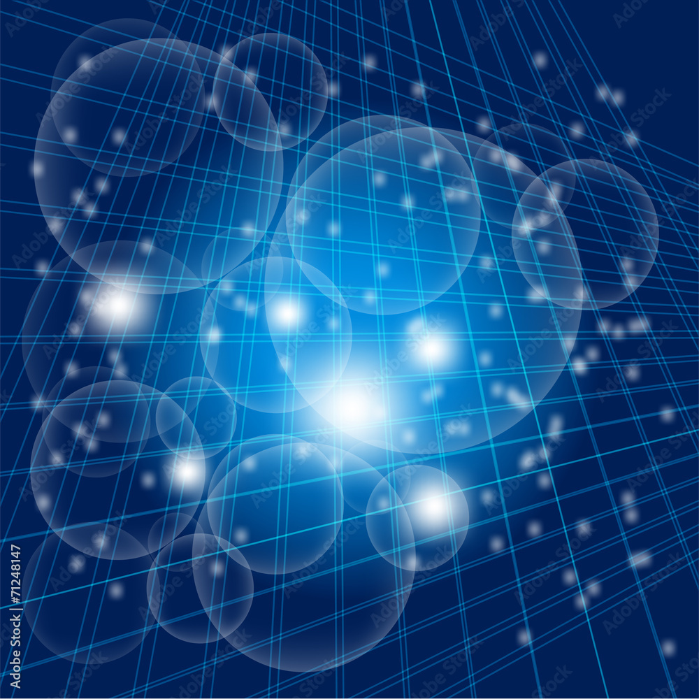 Fototapeta premium Abstract blue grid circle light background