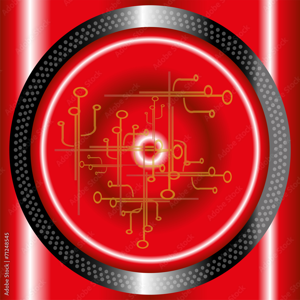 Red technology circle background