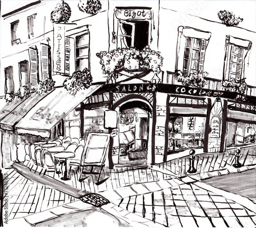 hand draw paris coffee shop #71248955