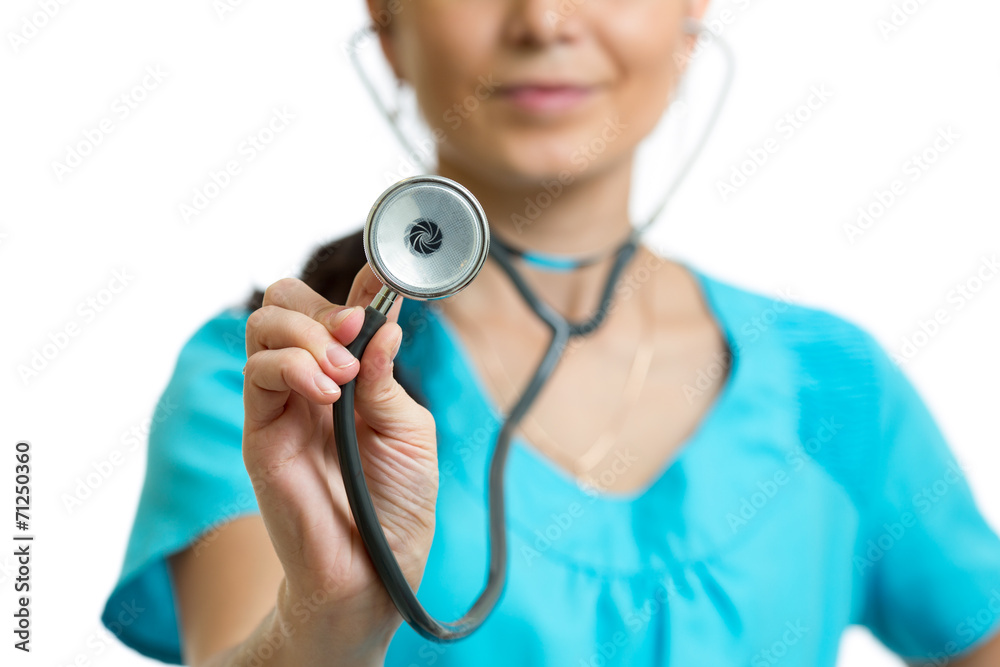 doctor with stethoscope close-up isolated on white background doctor with stethoscope close-up isolated on white background