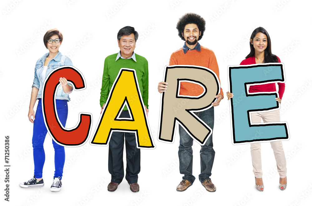 DIverse People Holding Text Care DIverse People Holding Text Care