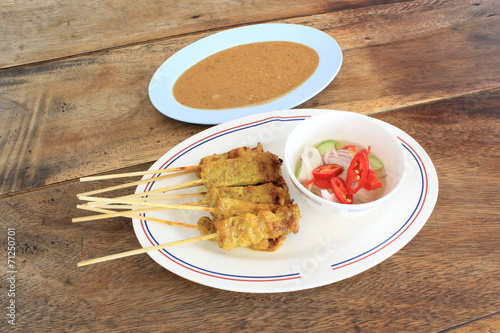 Asian food - Pork Satay with Peanut Sauce
