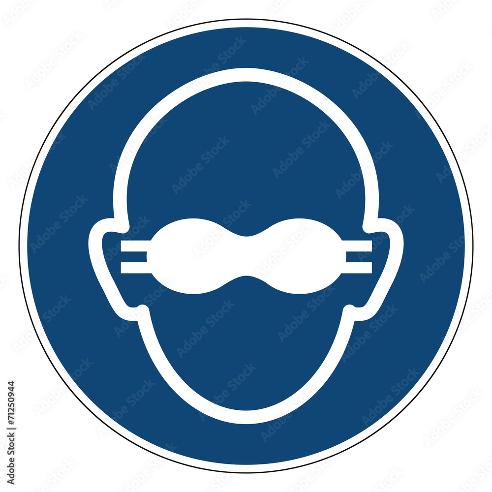 Mandatory action sign, EYE PROTECTION MUST BE WORN Mandatory action sign, EYE PROTECTION MUST BE WORN