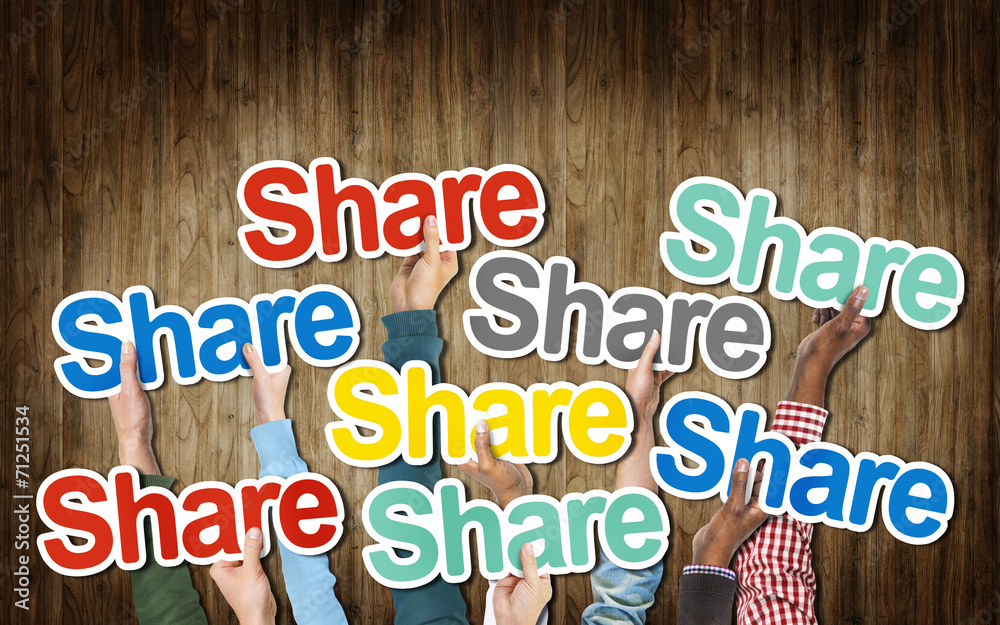 Group of Hands Holding the Word Share Group of Hands Holding the Word Share