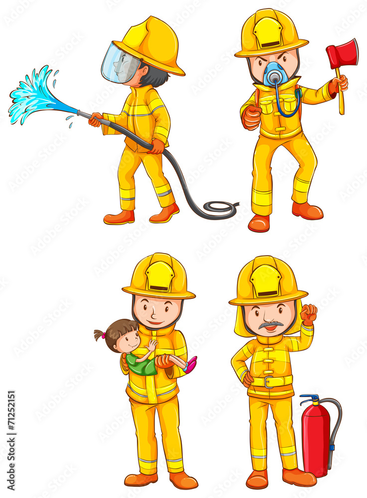 Fototapeta premium Simple sketches of the firemen