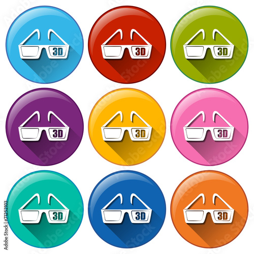 Round icons with a movie eyewear