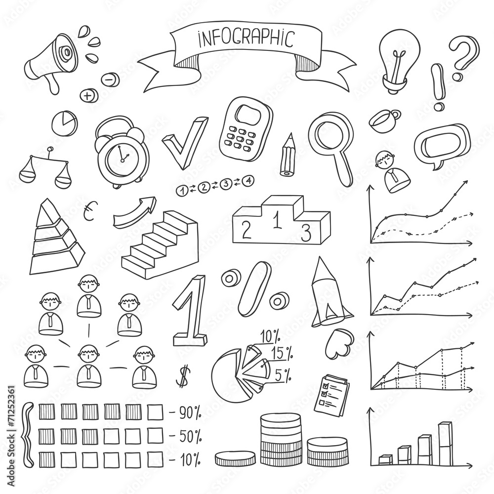 Business and finance hand drawn infographic design elements. Business and finance hand drawn infographic design elements.
