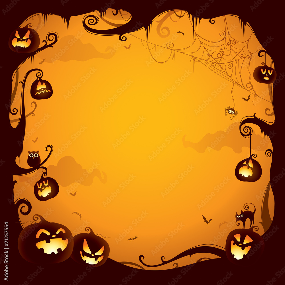 Halloween pumpkin border for design - obrazy, fototapety, plakaty 