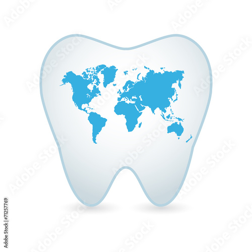 Tooth icon with a world map