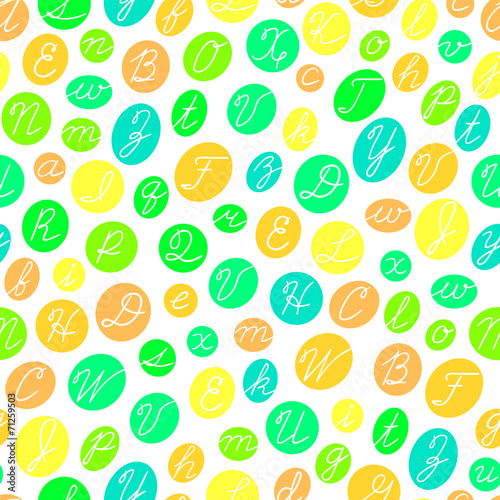 Seamless pattern with English cursive letters.