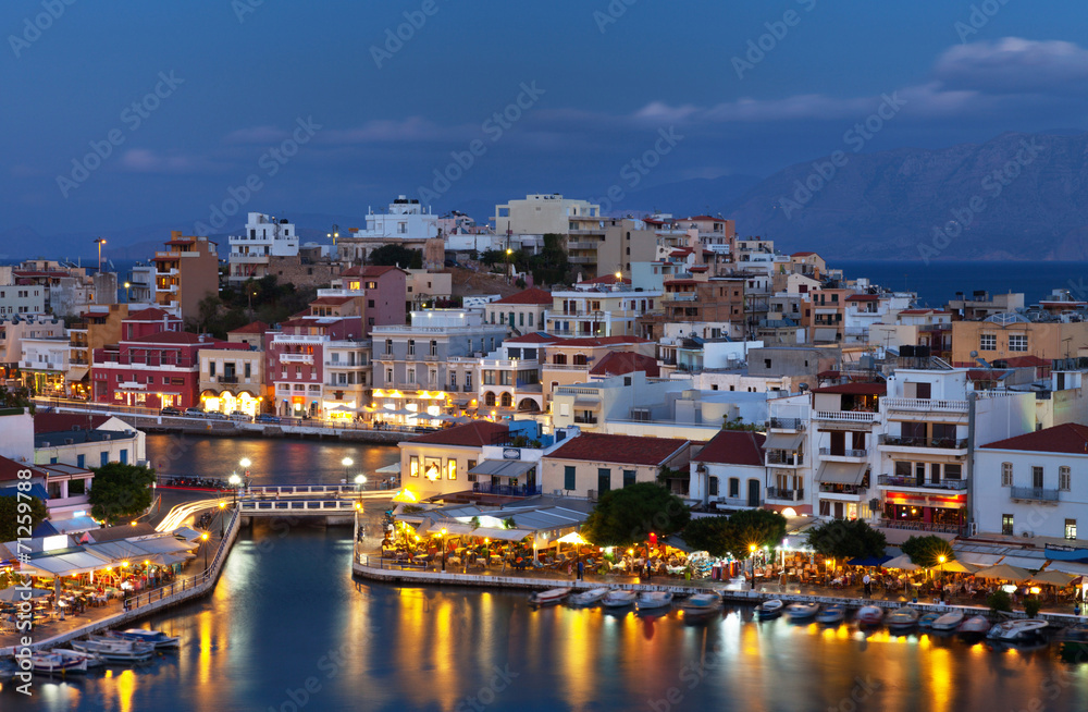 Evening in Agios Nikolaos, Crete Island, Greece