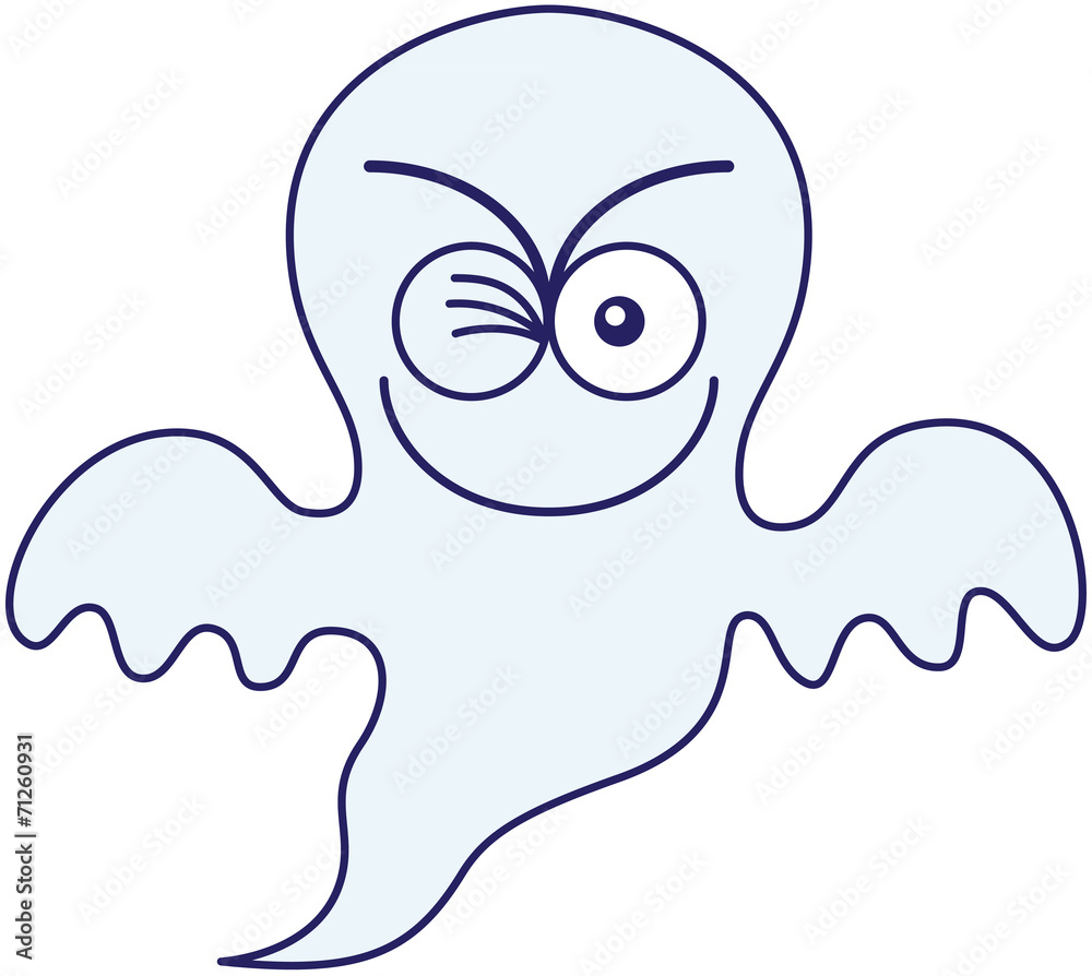 Halloween ghost smiling and winking mischievously Halloween ghost smiling and winking mischievously