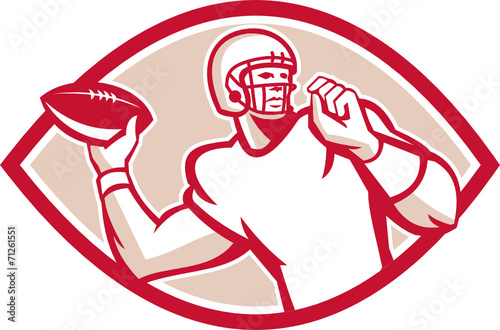 American Football QB Throwing Oval Retro