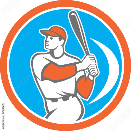 Baseball Batter Hitter Bat Circle Retro