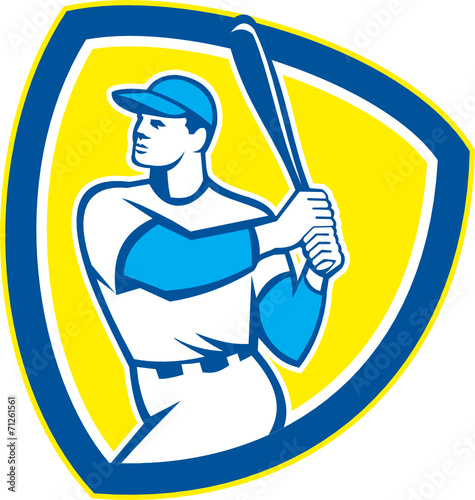 Baseball Batter Hitter Bat Shield Retro