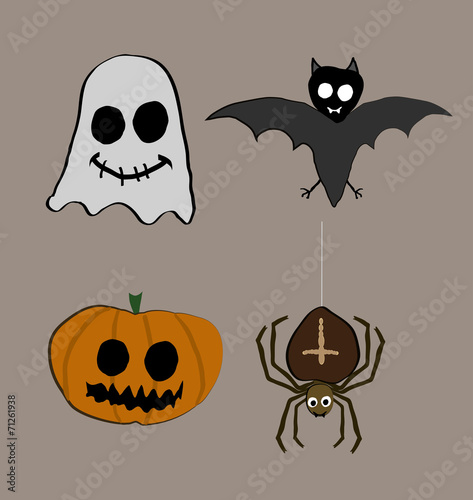 A collection of four Halloween creatures
