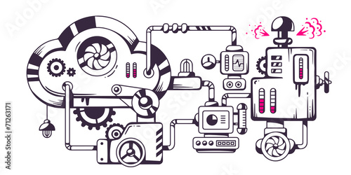 Vector industrial illustration of the mechanism of cloud.