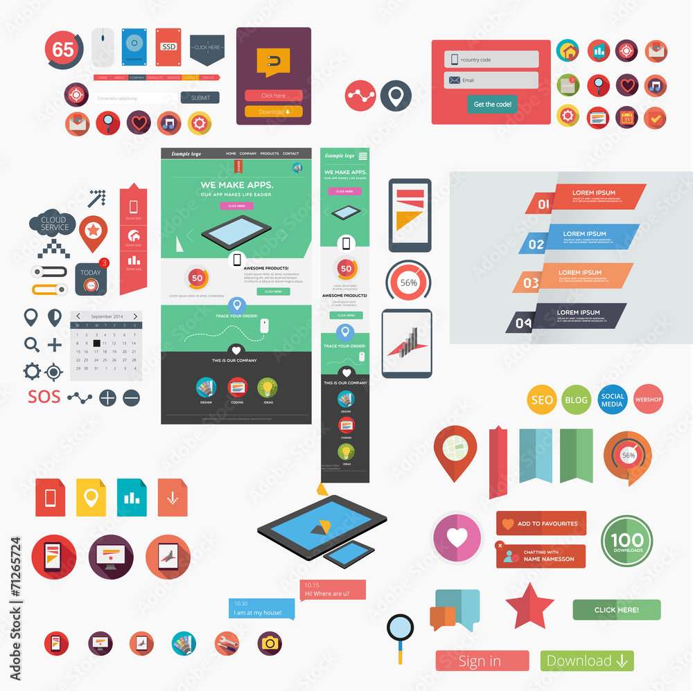 Responsive web template + huge collection of web graphics