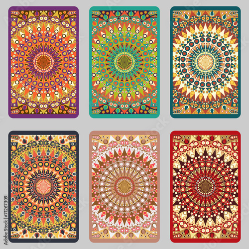 Collection retro cards. Ethnic backgrounds. Card of invitation
