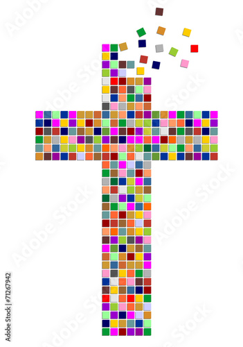 Kreuz aus bunten Quadraten