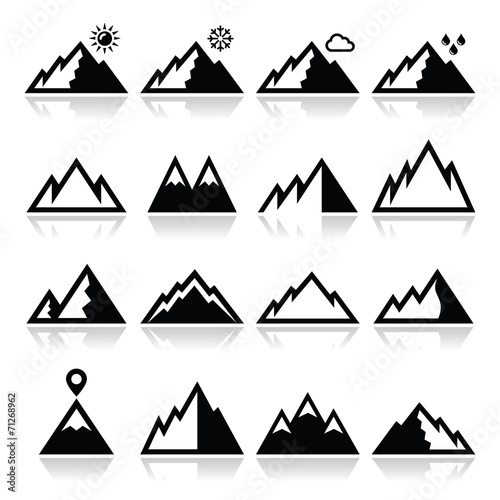 Mountains vector icons set