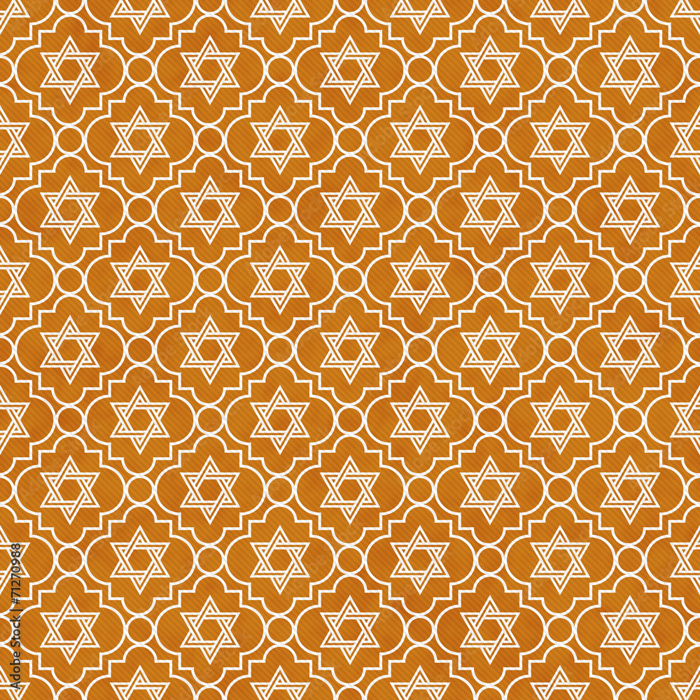 Orange and White Star of David Repeat Pattern Background