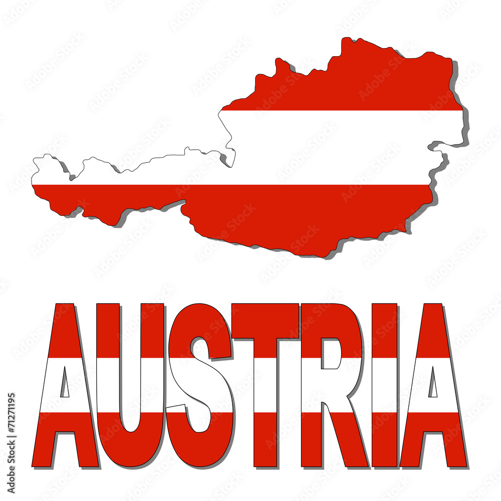 Obraz premium Austria map flag and text illustration
