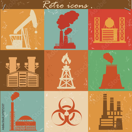 Factory icons,retro vector