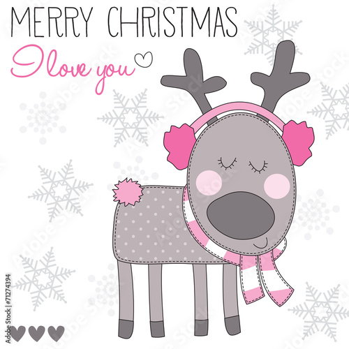 Christmas reindeer with ear muffs vector illustration