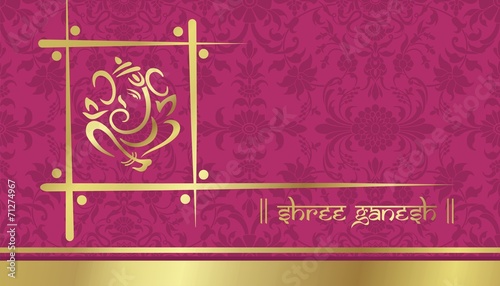 Ganesha, traditional Hindu wedding card, royal Rajasthan, India	