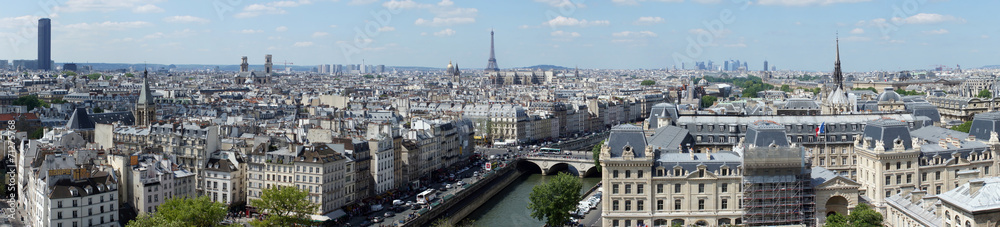 Fototapeta premium Panoramiczny widok na Paryż z Wieżą Eiffla