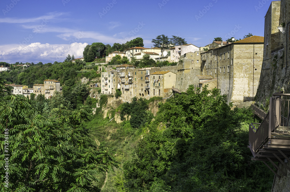 Pitigliano, Tuscany, old city panorama. Color image