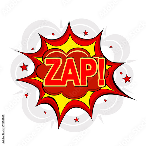 Cartoon ZAP  on a white background. Vector illustration.