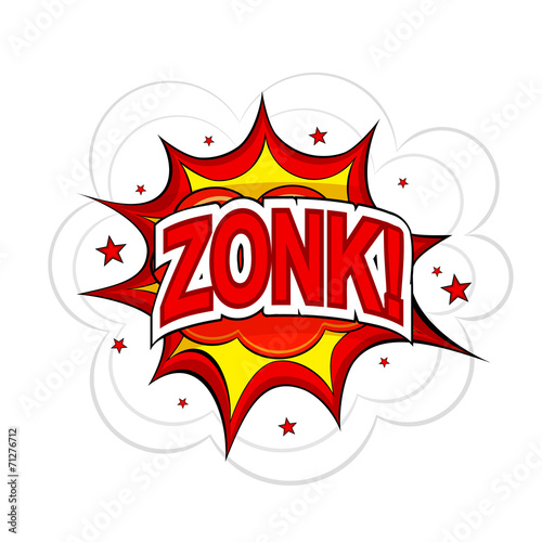 Cartoon ZONK! on a white background. Vector illustration.