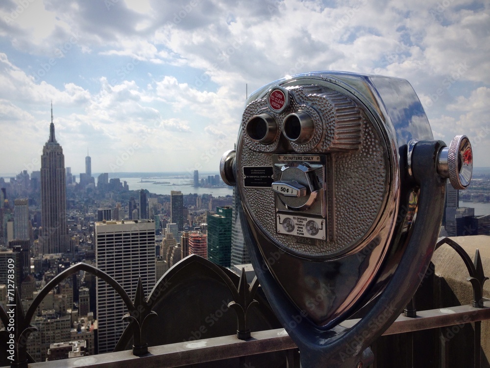 New York binocolo Empire State building terrazza - obrazy, fototapety, plakaty 