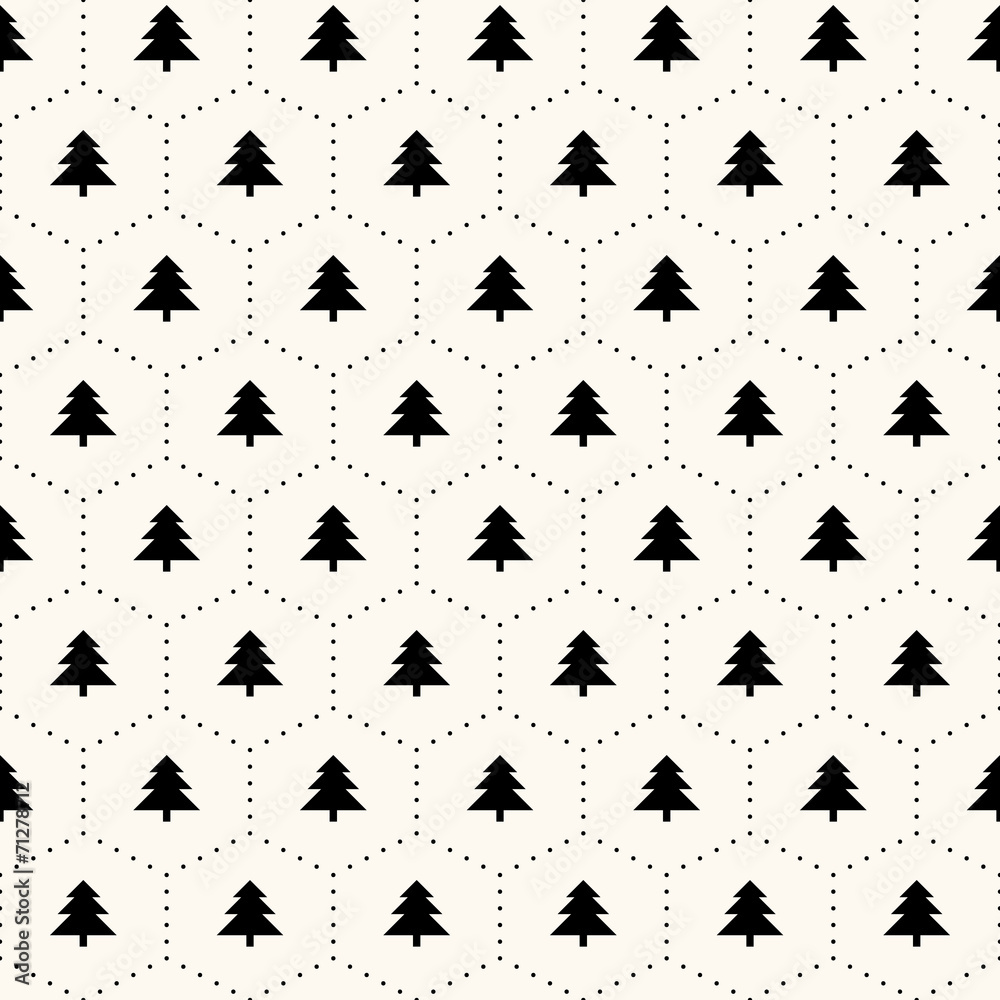 Fototapeta premium Vector seamless retro pattern, christmas trees