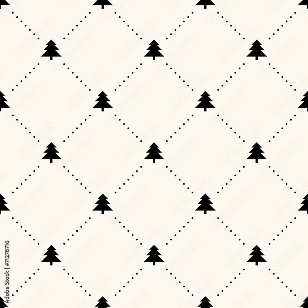 Vector seamless retro pattern, christmas trees