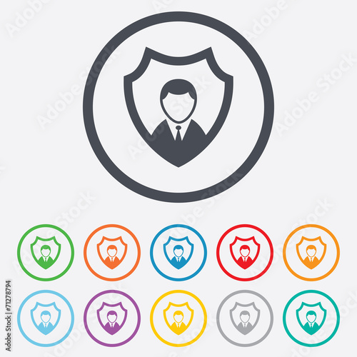 Security agency icon. Shield protection symbol.